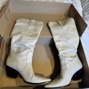 Matisse Off-White Leather Heeled Boots